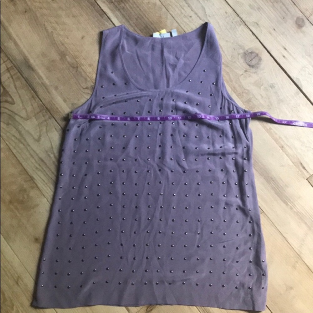 🔥‎ 👚Halogen lavender Silk blouse silver button rockstud detail style # HLG2263
